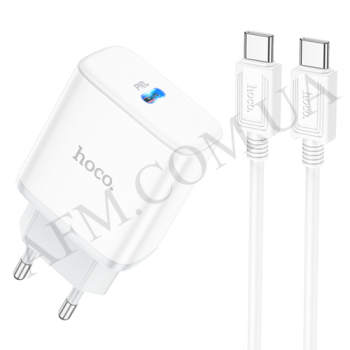 СЗУ блок Hoco C104A + кабель Type-C - Type-C PD20W белый