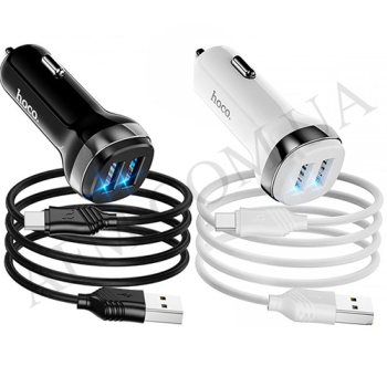 АЗП блок Hoco Z40 (2USB/ 2.4A) + кабель Type-C білий