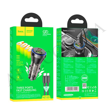 АЗУ блок Hoco NZ12D PD60W+QC3.0 (USB/ 2*Type-C) + кабель Type-C - Type-C чёрный