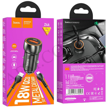 АЗУ блок Hoco Z46 QC3.0 (1USB/ 18W) + кабель Micro USB серый