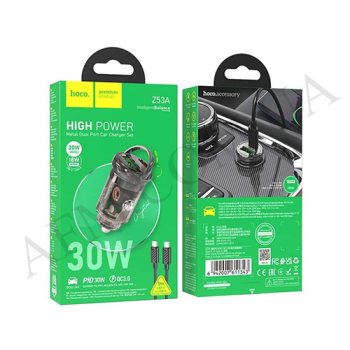 АЗУ блок Hoco Z53A PD30W+QC3.0 + кабель Type-C - Type-C чёрный