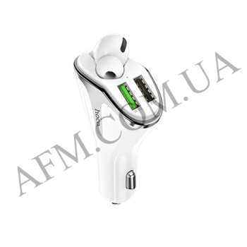 АЗУ блок Hoco E47 Pro Traveller wireless headset QC3.0 (2USB/ 3.1A) с гарнитурой белый!