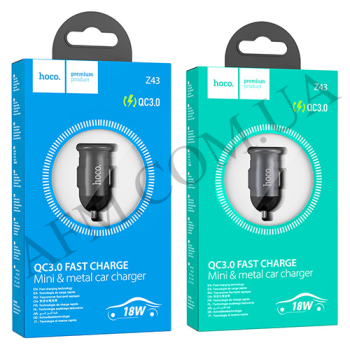 АЗП блок Hoco Z43 QC3.0 (1USB/ 18W) тёмно-сірий!