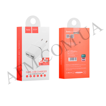 СЗУ блок Hoco C12 Smart (2USB/ 2.4A) белый
