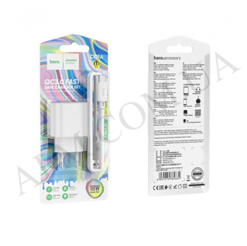 СЗУ блок Hoco C109A QC3.0 (1 USB/ 3.0A) + кабель Type-C белый