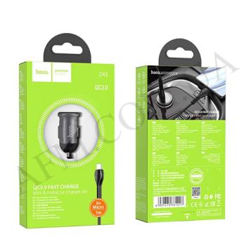АЗП блок Hoco Z43 QC3.0 (1USB/ 18W) + кабель Micro USB чорний