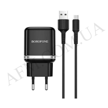 СЗУ блок Borofone BA36A QC3.0 (1USB/ 3A) + кабель Micro USB чёрный