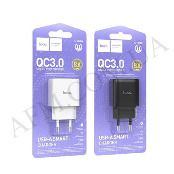 СЗУ блок Hoco C140A QC3.0 (1USB/ 3.0A) білий