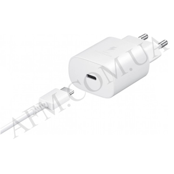 СЗУ блок Samsung (1 Type-C PD25W) + кабель Type-C to Type-C белый