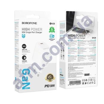 СЗУ блок Borofone BN28 PD30W (1Type-C) білий