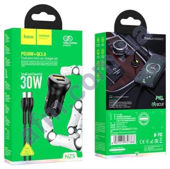 АЗП блок Hoco NZ5 PD30W+QC3.0 + кабель Type-C - Type-C чорний