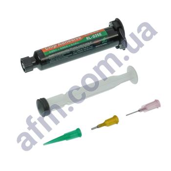 Клей UV Relife RL-035E Chip Adhesive для фіксації компонентів на плате,  чорний в шприце,  10мл