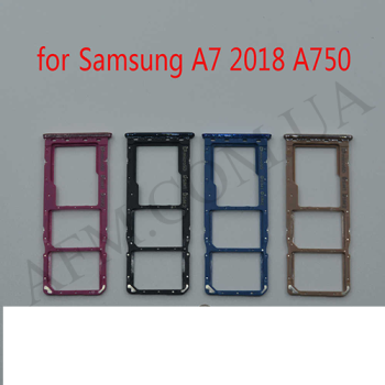 Держатель SIM-карты и карты памяти Samsung A750F Galaxy A7 2018 на 2 Sim-карты чёрный