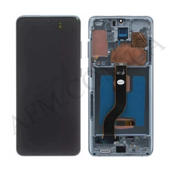 Дисплей Samsung G980F Galaxy S20/ G981B TFT чорний + рамка блакитна