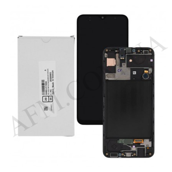 Дисплей Samsung сервісний A307 Galaxy A30s 2019 чорний + рамка GH82-21190A