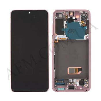 Дисплей Samsung сервісний G991 Galaxy S21 PINK + рамка GH82-24544D