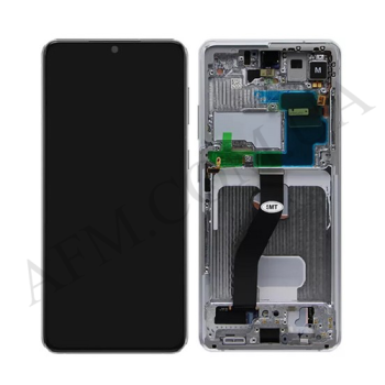 Дисплей Samsung сервісний G998 Galaxy S21 Ultra SILVER + рамка GH82-24925B