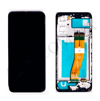 Дисплей Samsung сервісний A037F Galaxy A03S чорний (жёлтый шлейф) + рамка GH81-21232A