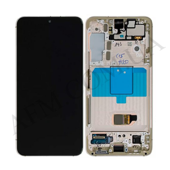 Дисплей Samsung сервісний S901 Galaxy S22 золотий + рамка GH82-27520D
