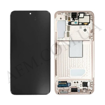 Дисплей Samsung сервісний S901 Galaxy S22 рожевий + рамка GH82-27520C