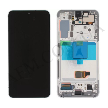 Дисплей Samsung сервісний S901 Galaxy S22 білий + рамка GH82-27520B