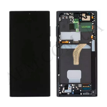 Дисплей Samsung сервісний S908 Galaxy S22 Ultra PHANTOM BLACK + рамка GH82-27488A