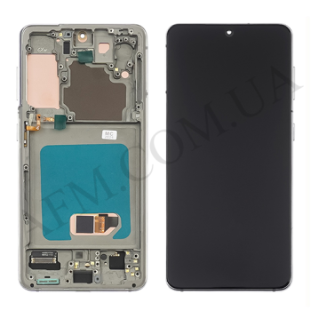 Дисплей Samsung G991B Galaxy S21 5G OLED чорний + рамка сіра