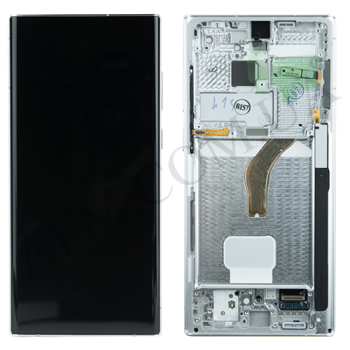 Дисплей Samsung сервісний S908 Galaxy S22 Ultra 5G білий + рамка GH82-27489C