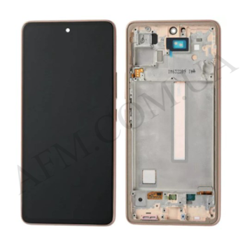 Дисплей Samsung сервісний A536 Galaxy A53 5G золотий + рамка GH82-28024D